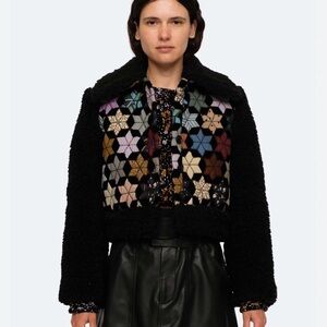 Sea NY Quilted Faux-Shearling Bomber Jacket, Large